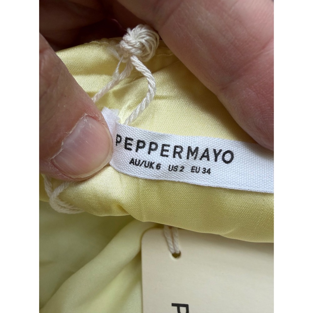 Peppermayo Be Mine Satin Maxi Dress‎ 2 Canary Yellow Bias Cowl Open Back Chic - Picture 7 of 16